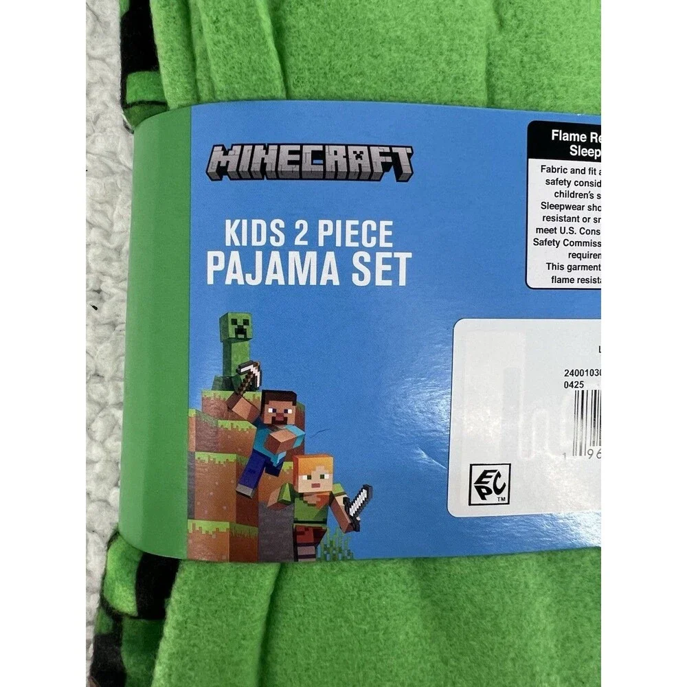 Minecraft Pajamas Boys Medium Size 8 Fleece 2-Piece Long Sleeve Shirt Pants TNT